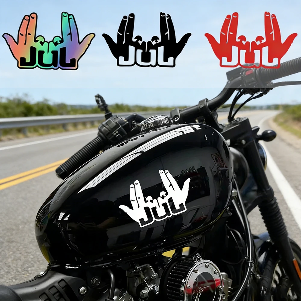 New Funny JUL Finger Motorcycle Stickers Waterproof Motorbike Fuel Tank Front Fairing Scooter Vinyl Decals DIY Decoration image 2
