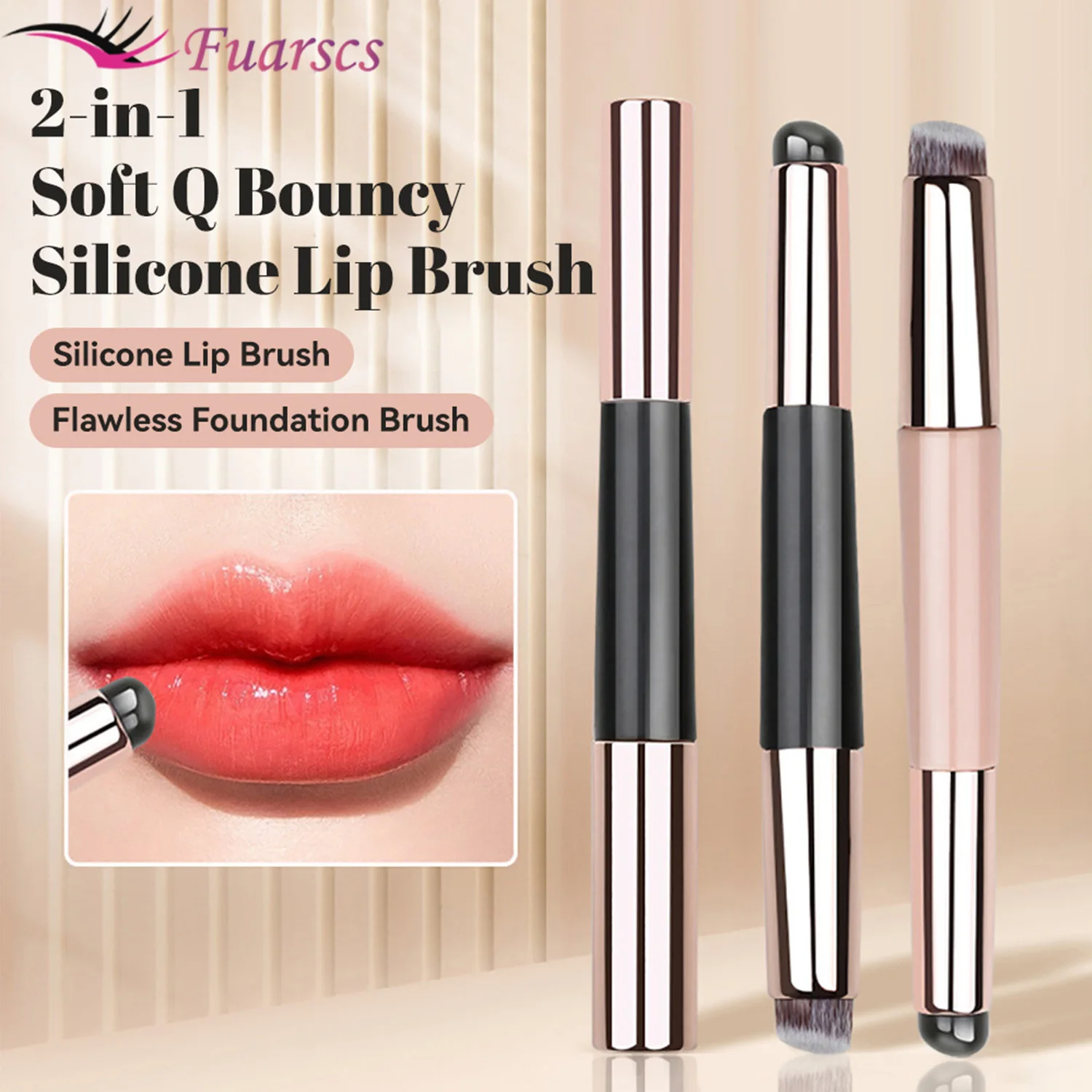 Silicone Lip Makeup Brush com tampa, cabeça redonda, angular, corretivo, batom, sombra, tingimento de halo, Dustproof