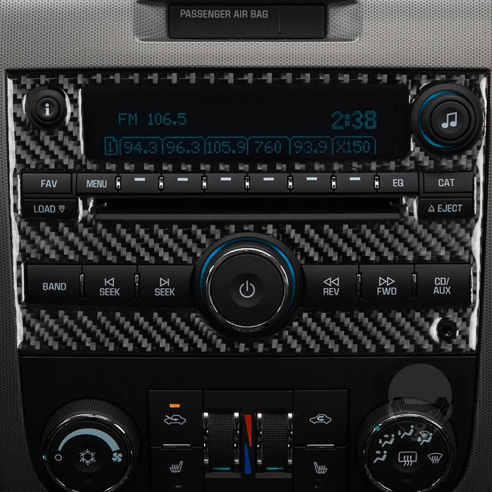 Real Carbon Fiber Car Accessories Center CD Player Panel Decorative Trim Soft Cover Sticker For Chevrolet Impala 2006-2013