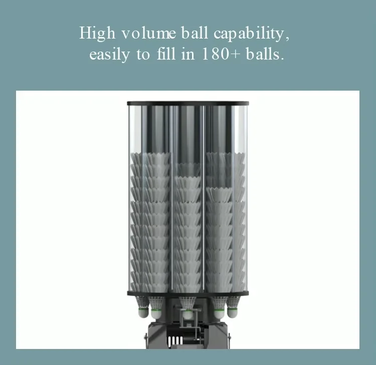 เครื่องยิงลูกแบดมินตัน PUSUN PB 6001 PRO คุณภาพสูง รองรับลูกได้มากกว่า 180 ลูก ควบคุมการฝึกซ้อมผ่านแอปพลิเคชัน