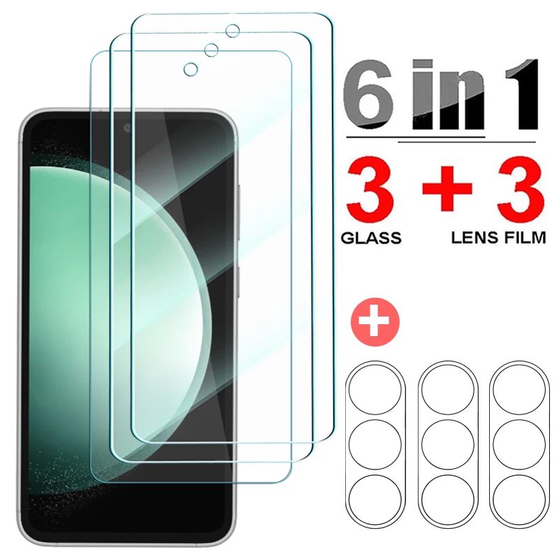 6 In 1 Screen Protector For Samsung Galaxy S23 FE Front Screen Back Camera Lens Tempered Glass Clear Film For Galaxy S23 FE