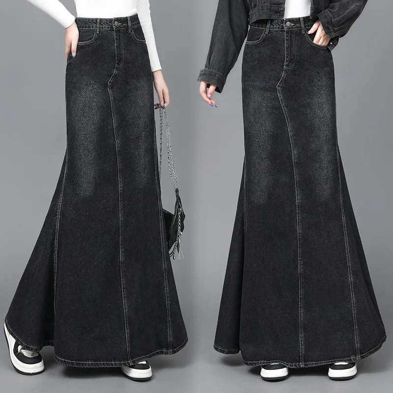 

The New Retro High-waisted Fishtail Denim Skirt for Women in The Autumn and Winter of 2025 Figure-hugging and Hip-lifting Design