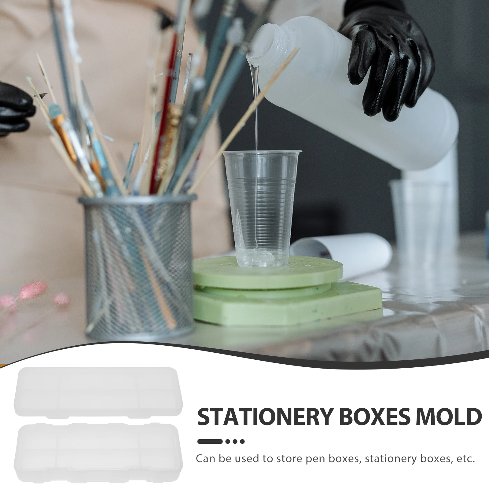 

2Pcs Stationery Box Mold DIY Pencil Reusable Silicone White Epoxy Resin Pen Case Craft Gift Idea Flexible Clean