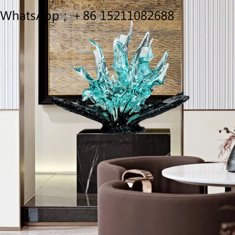 LLY Modern Abstract Transparent Resin Tabletop Ornament Hotel Lobby Sales Office Personalized Crystal Installation Art Sculpture