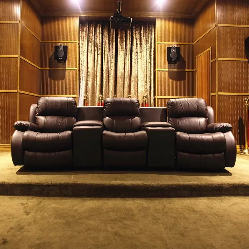 Modern Leather Metal Frame Home Theater Sofa with Electric Function for Home Office Movie Theater & Audio-Visual Rooms