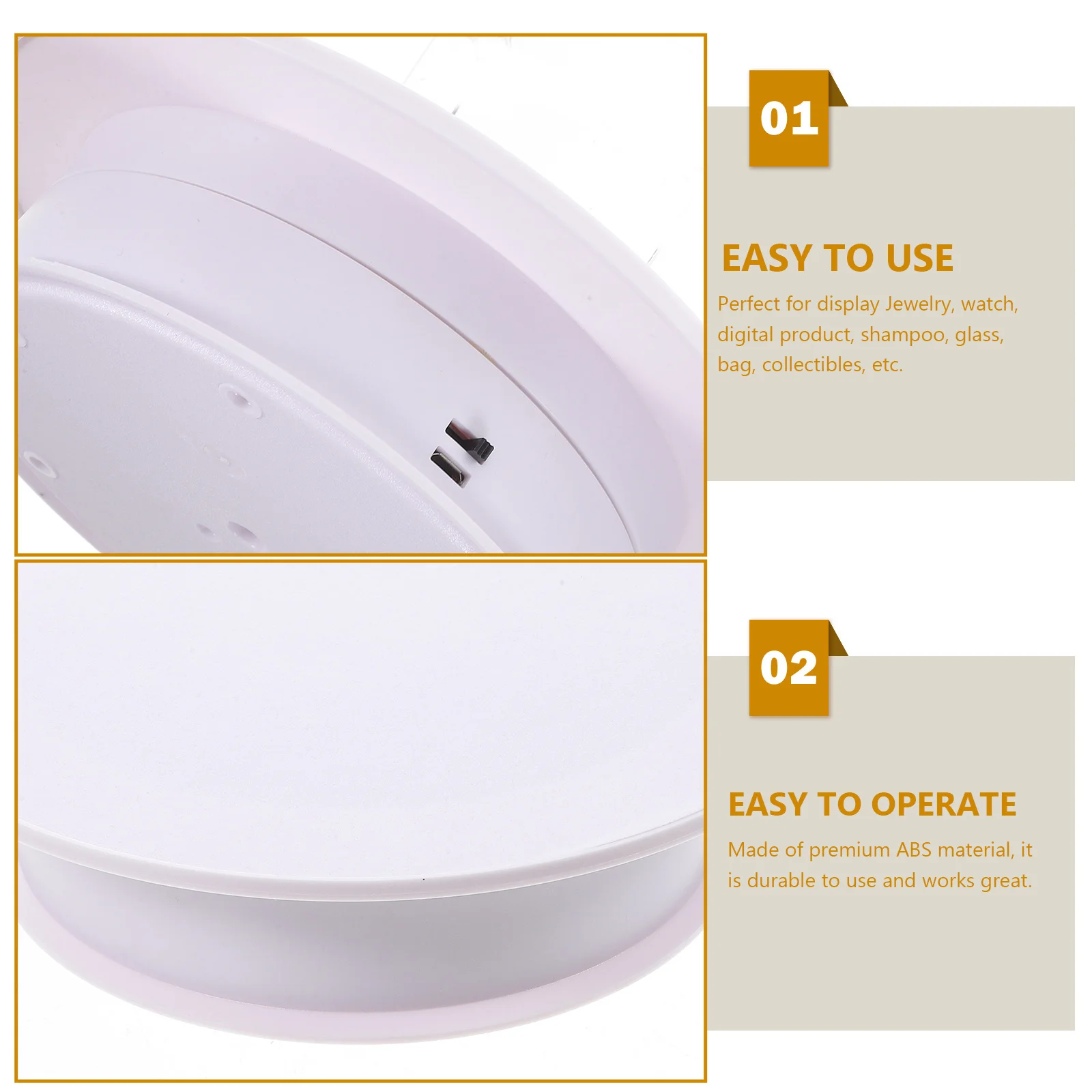 

Premium ABS Rotating Display Stand for Jewelry and Watches Motorized Turntable for Product Display Collection Show Indoor