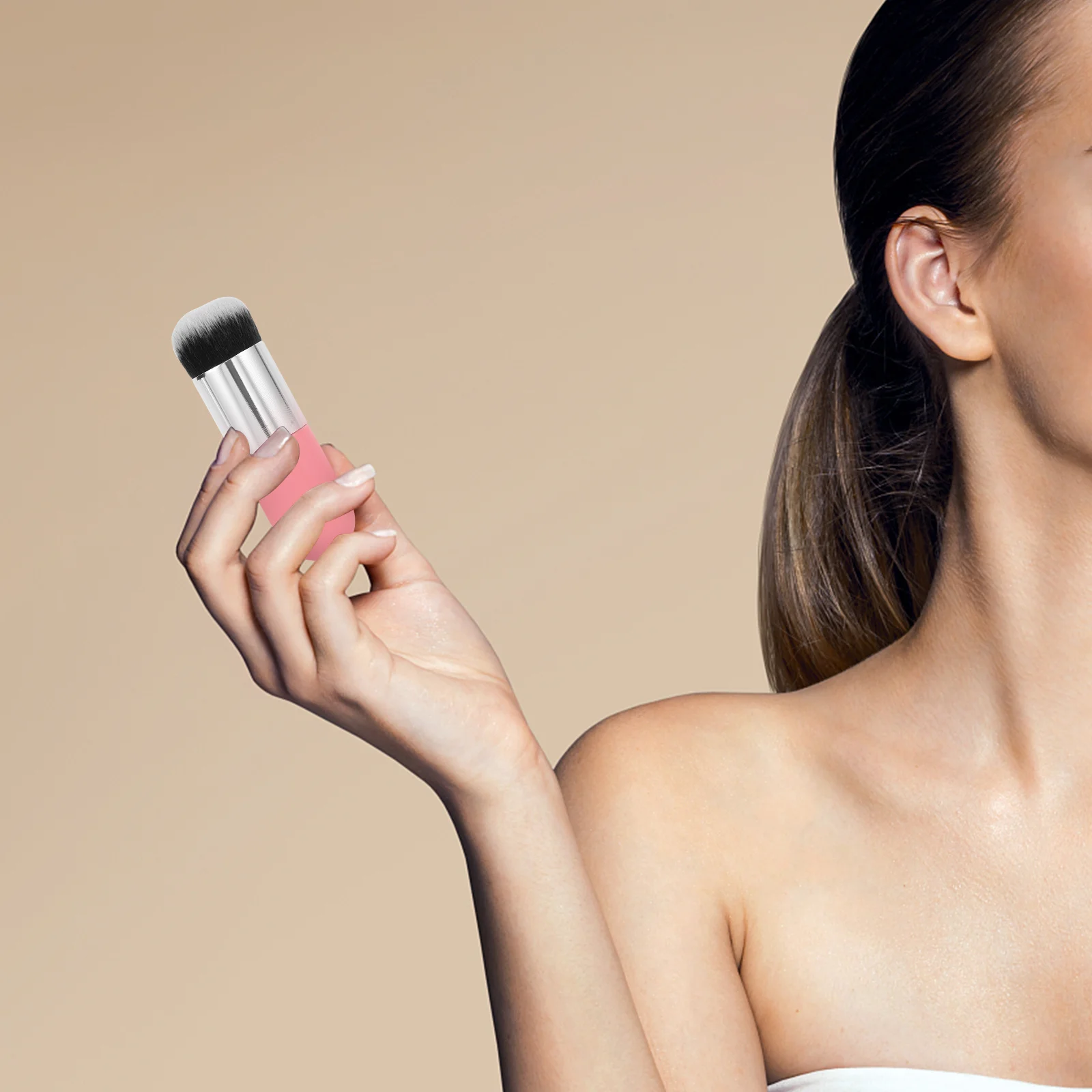 2Pcs Makeup Brush Set Premium Synthetic Hair Dense Soft Foundation Blush Powder Brush for Women Beauty Tool Liquid Cream