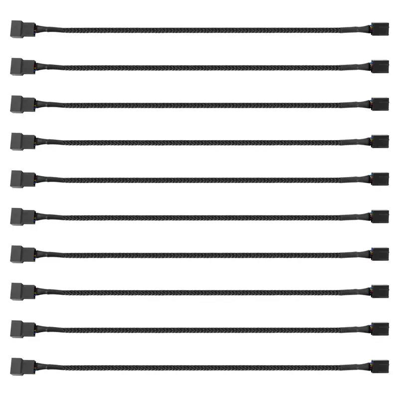 A21I-10PCS 4 Pin PWM Fan Extension Power Cable Connector Case Male To Female Extending Cables Compatible With 4 Pin/3Pin Fan