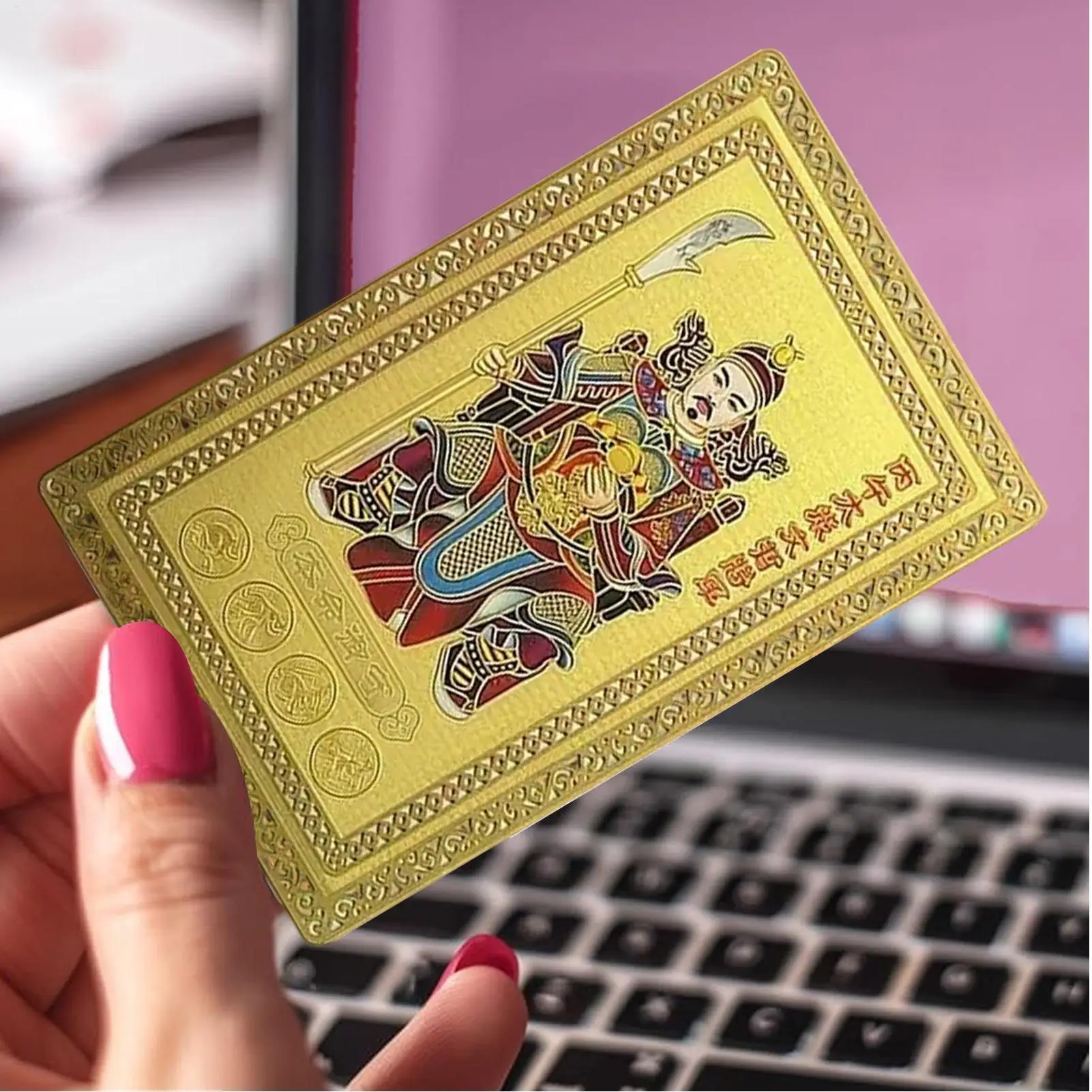 Tai Sui Gold Grußkarte 2026 Jahr des Pferdes Wenzhe General Bronze-Karte Traditionelle Chinesische Feng Shui Glückskarten