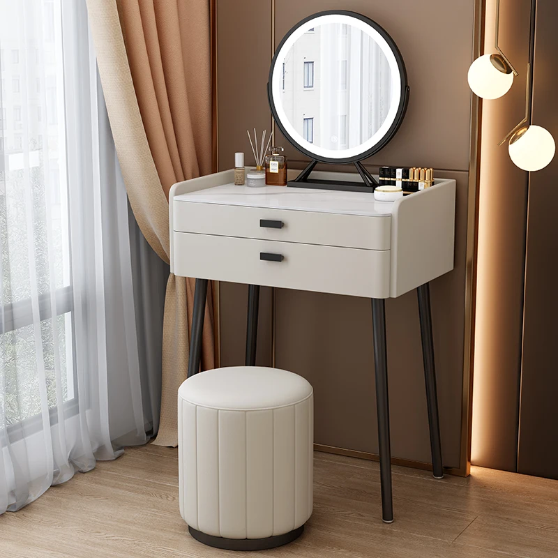 Rockboard Solid Wood Dressing Table Bedroom Modern Simple and Luxury Small 60 Mini 50cm Mesh Red Small Unit Makeup Table