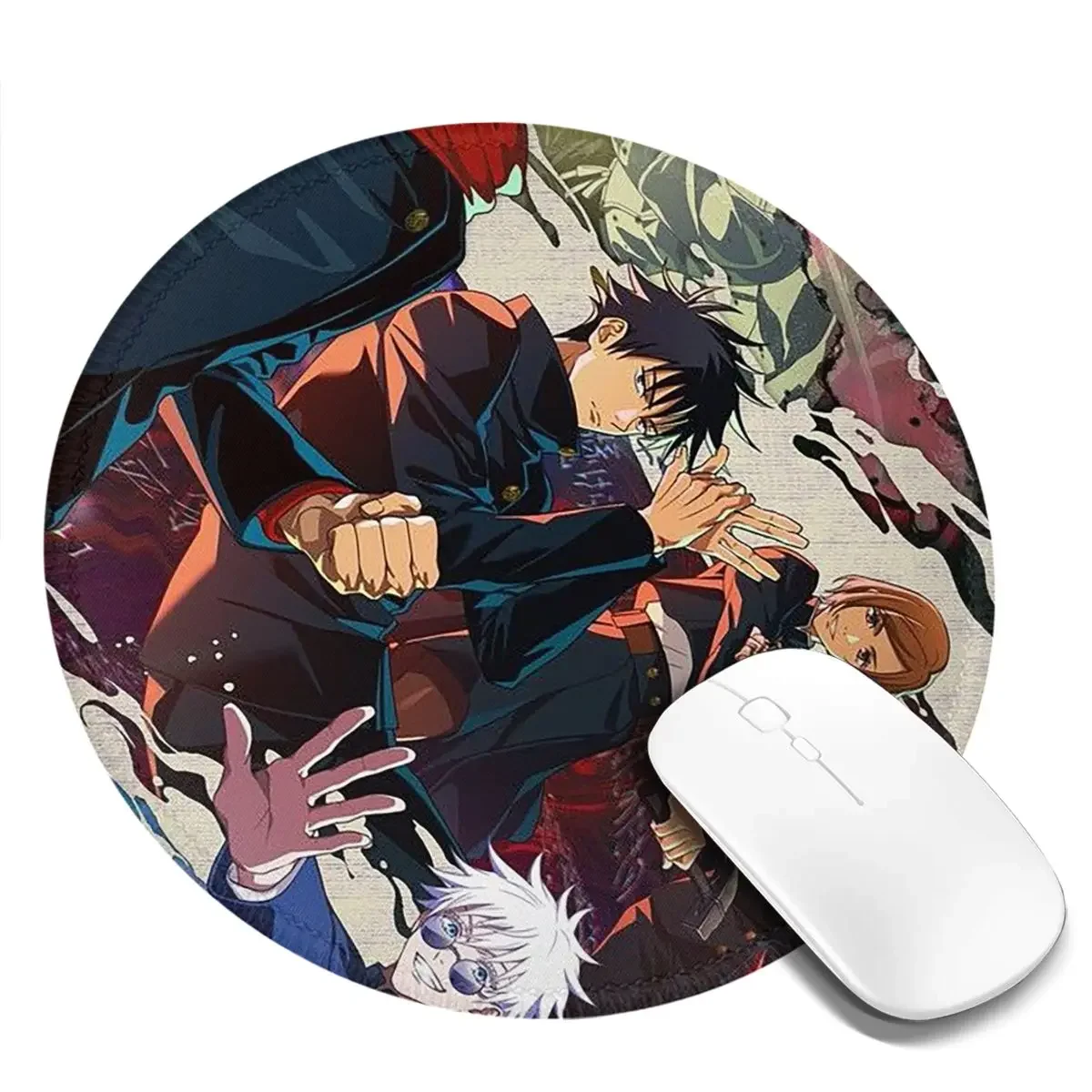 Jujutsu Kaisen Anime Satoru Yuuji Nobara Megumi Sukuna Round Mouse Pad Computer Keyboard Mouse Mat Gamer PC Desk Mat
