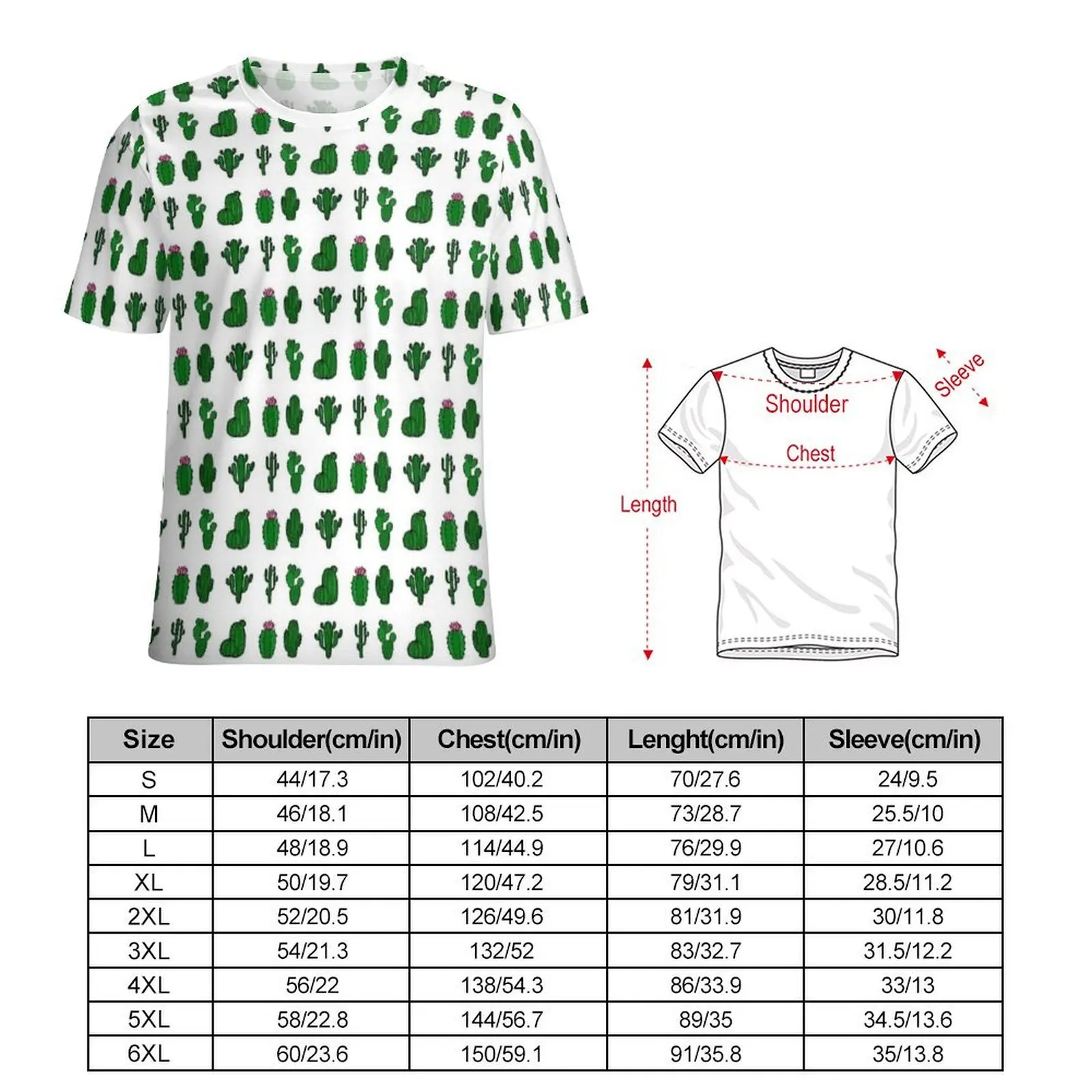 Oversized T Shirt Summer Line Art Saguaro Cactus Print T-Shirts  Y2K Casual O Neck Tshirt Male Trendy Graphic Top Tees