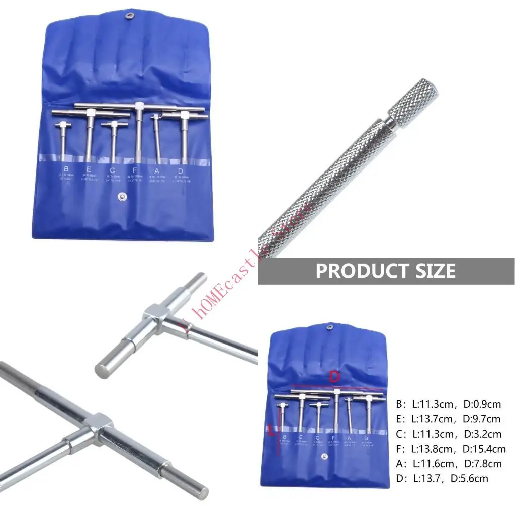 63HF 6Pcs/Set 8-150mm Telescopic Gauge Set Micrometer Measurement Bore Engineers