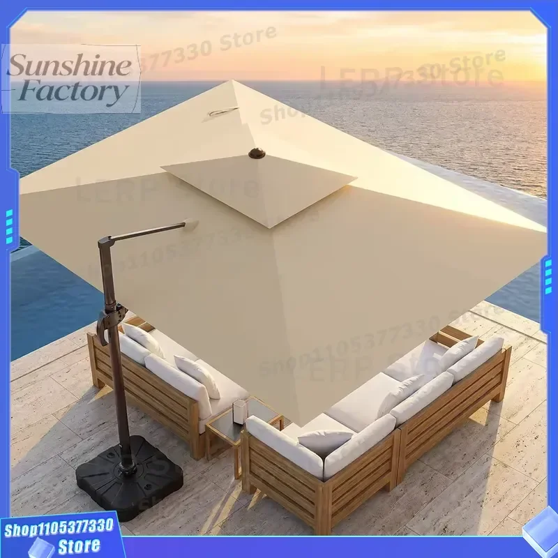 Heavy Cantilever Patio Umbrella OEM Manufacturer Wind-Resistant Double Top Outdoor Roman Parasol