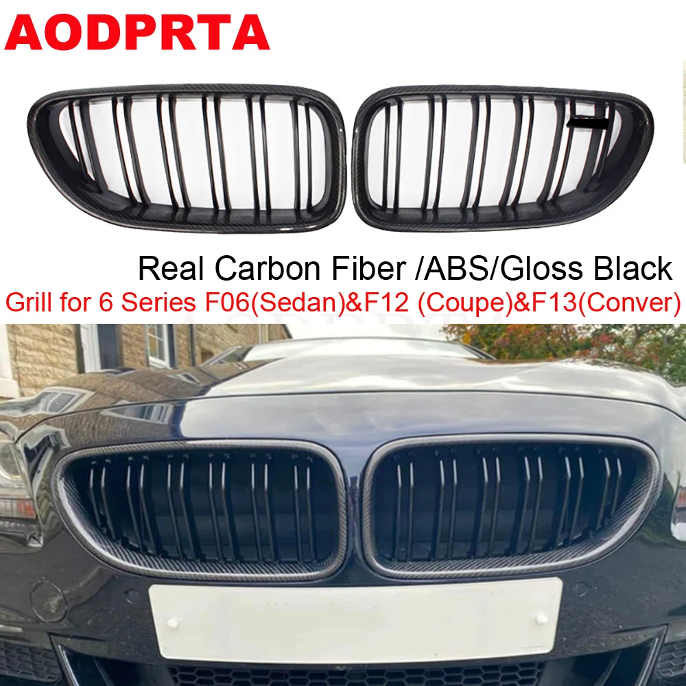 

Real Carbon Fiber Front Kidney Grille Grill Mesh Hood for BMW 6 Series F06 Gran Coupe F12 Coupe F13 Convertible 640i 650i xDrive