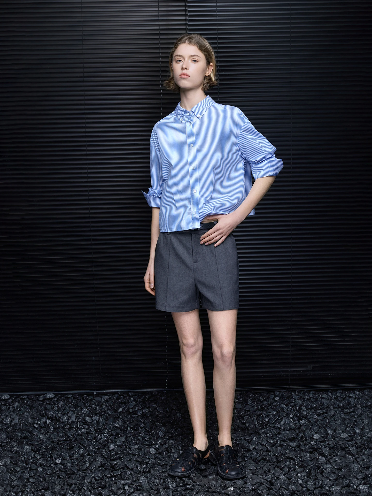 

Blue Striped Pure Cotton Long Sleeve Women's Shirt Loose Design Slimming Trendy Spring Summer New Arrival Street Style