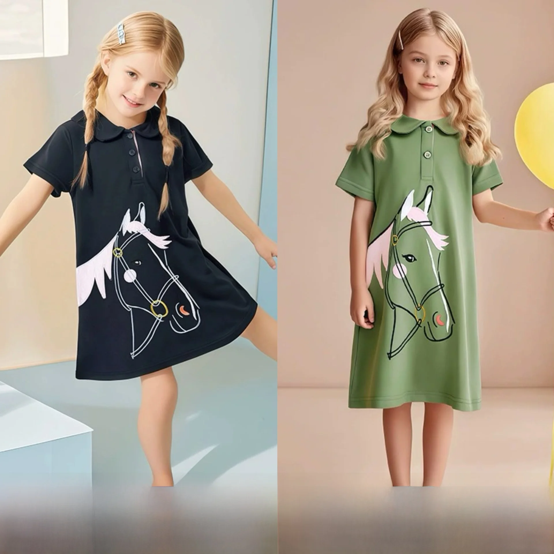 

Little Maven Girls' ort Sve Dr Cotton Blend Summer Skirt Children's Clothing Kids' Dres Soft Hand Feel Animal Pattern