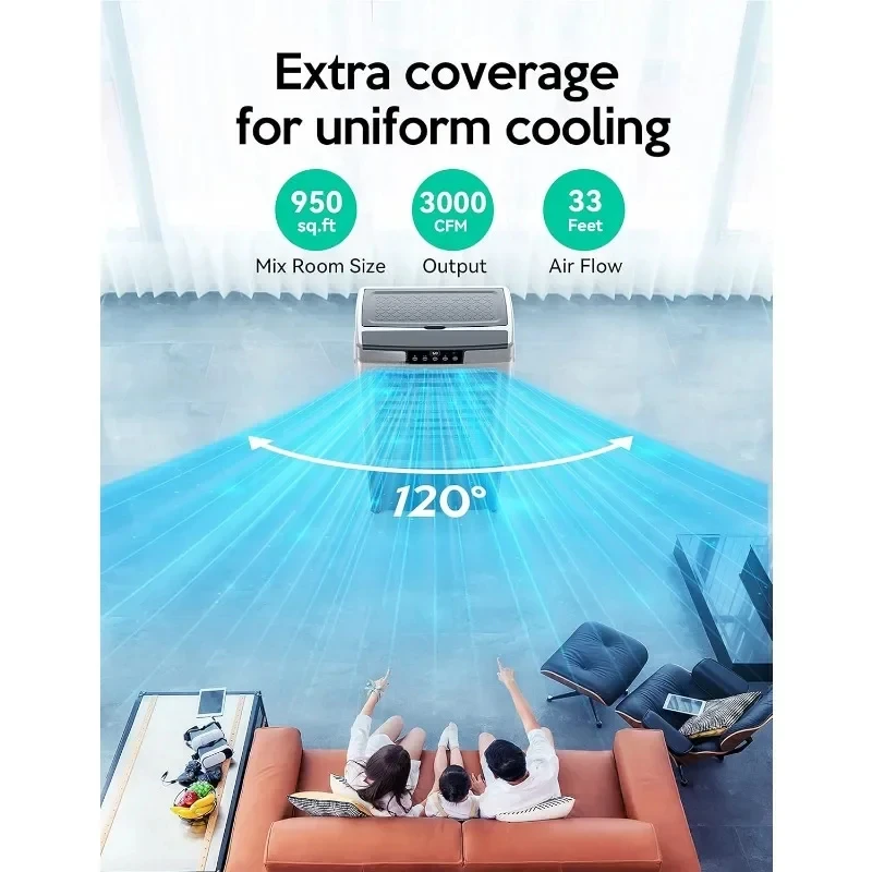 Raffreddatore d'aria evaporativo, dispositivo di raffreddamento a palude oscillante a 120 ° con telecomando, Timer 24 ore, per uso interno esterno, elettrodomestici di raffreddamento
