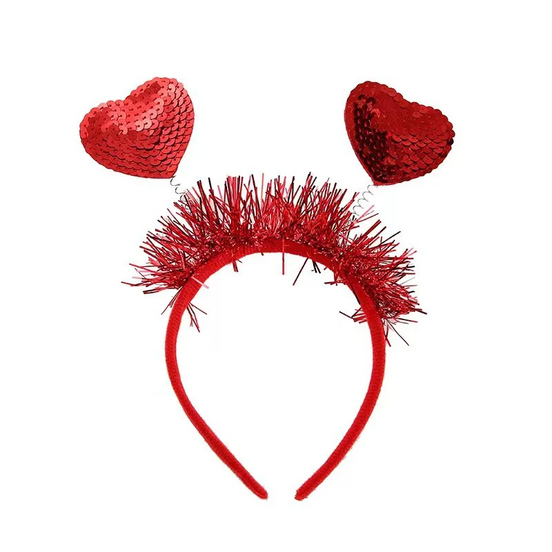 AWAYTR Lovely Red Heart Hair Hoop Hairband Furry Valentine\'s Day Heart Headband Party Headwear Rose Selling Hair Hoop