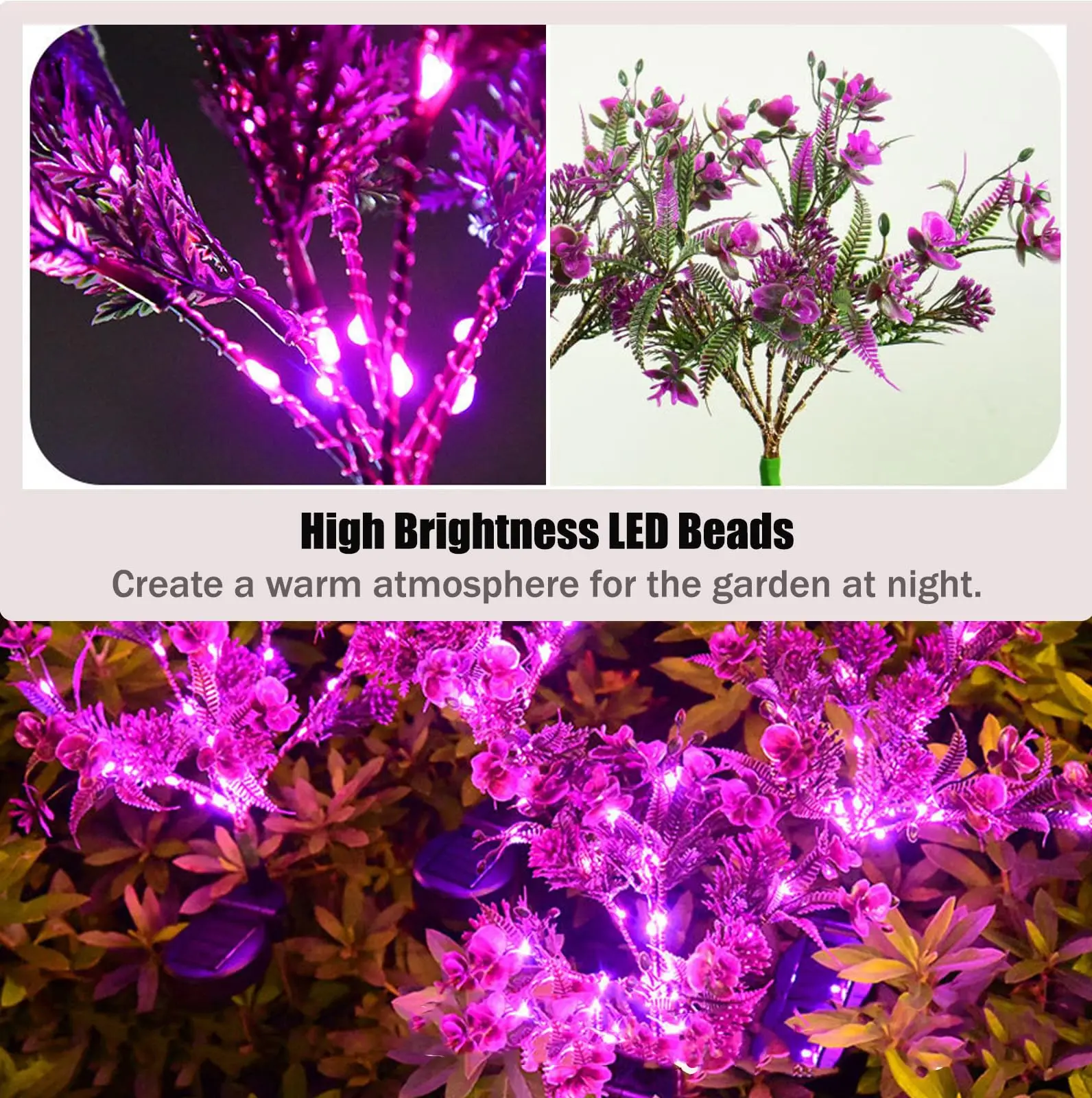 Garden Solar Lights Outdoor 14 LED Phalaenopsis Solar Flowers Lights Waterproof IP65 Solar Stake Lights Pathway Garden Decor