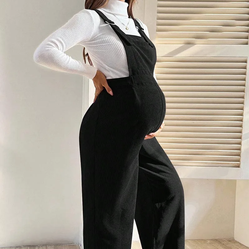 Maternity Fashion Corduroy Overalls Pregnancy Clothing for Pregnant Women Pants Autumn Winter Fashion Elastic Loose Corduroy Ove