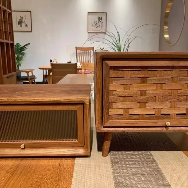 Solid wood lockers, retro storage cabinets, side cabinets, full teak rotating cabinets, designer solid wood bedside tables