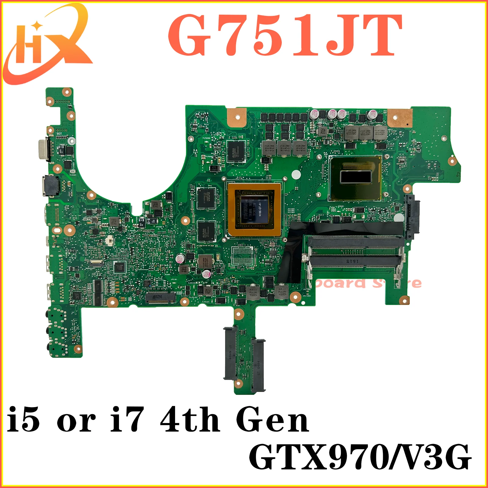 G751J Mainboard For ASUS G751JT G751JY G751JL Laptop Motherboard i5 i7 4th Gen GTX960M/V2G GTX970M/V3G GTX980M/V4G