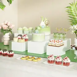 7 Pieces Buffet Riser Food Riser Space Saving Display Stand Acrylic Cube Display Nesting Riser for Parties Jewelry Wedding