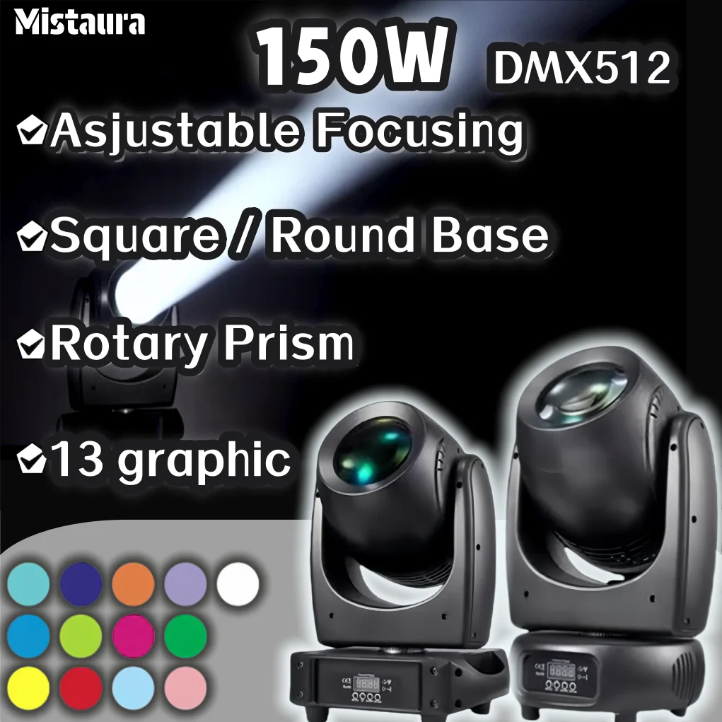 

150W Beam 7R Moving Head Light Adjustable Focusing Rotary Peism RGB LED Spotlights DMX512 Stage Lighting for DJ Disco Party