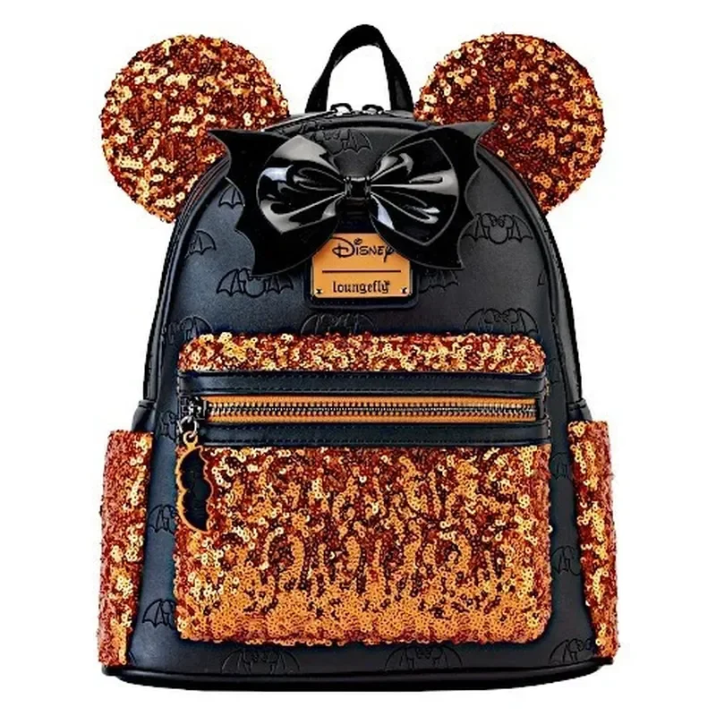 

Loungefly Halloween Disney Minnie Mouse Cartoon Printing Sequin Craftsmanship Mini Backpack New Bag Girls Casual Backpack Gifts