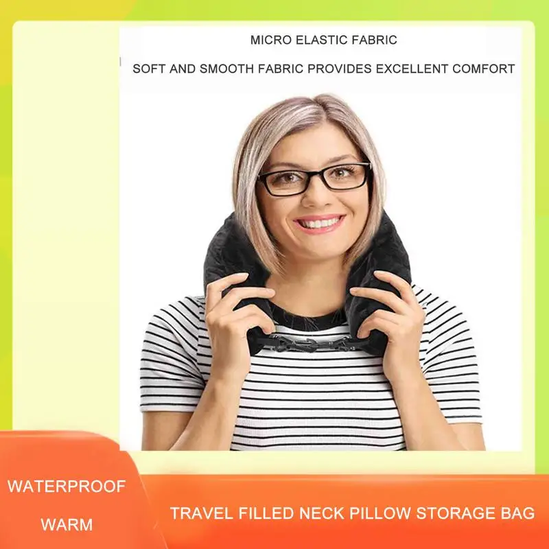 Travel Stuffable Neck Pillow Luggage Space-saving Portable Refillable Neck Support Cushion Car Train Airplane Headrest Pillow