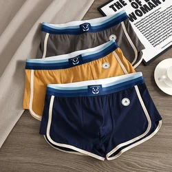 3PCS/Pack 7A Antibacterial Underpants Men 100%Cotton Breathable Big U Mesh Crotch Trendy Boxers High Elastic Waist Men's Panties