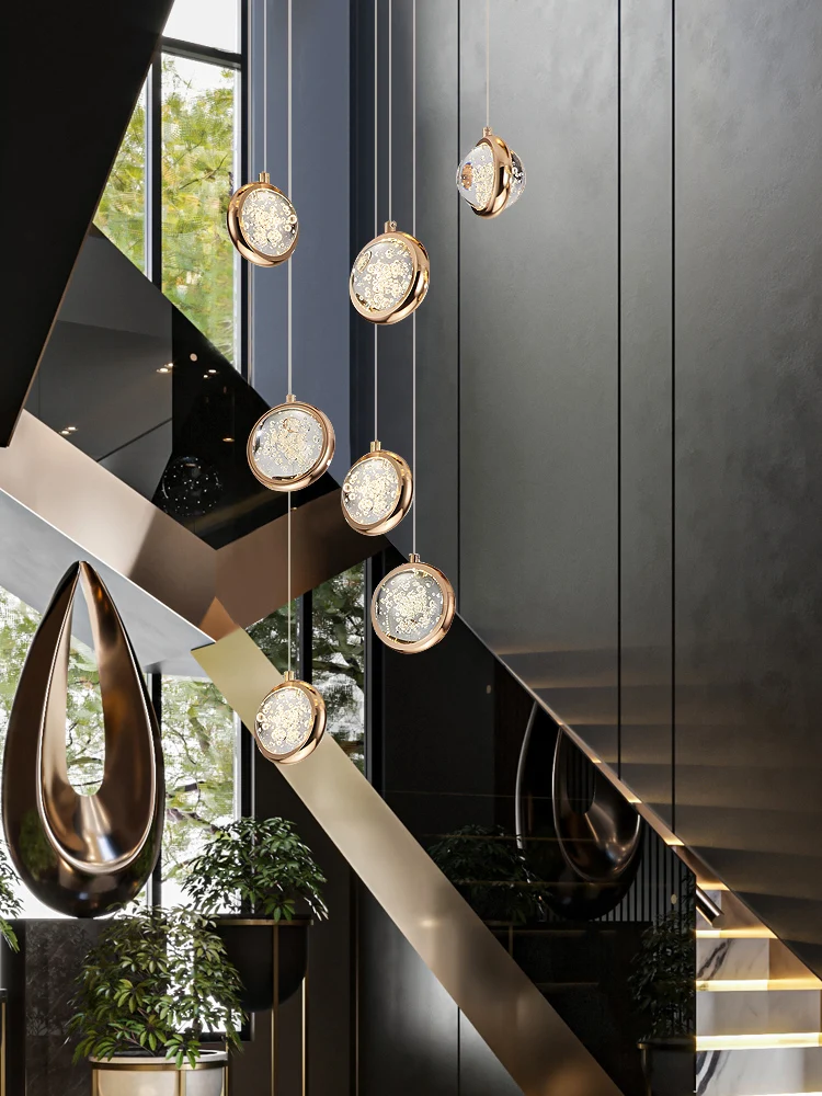 

Modern Ceiling Pendant Lights For Stairs Restaurant Attic Hotel Gloss LED Lamp Room Decor Chandelier 2025 Luxury Crystal Light