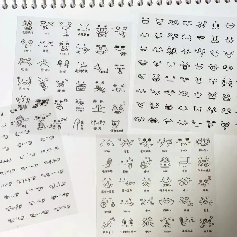 10 قطعة ملصقات التعبير مضحك جديد لطيف التعبيرات ملصقات مجلة ملصق مزخرفة PET شفافة الكرتون مقاوم للماء المقرب #3