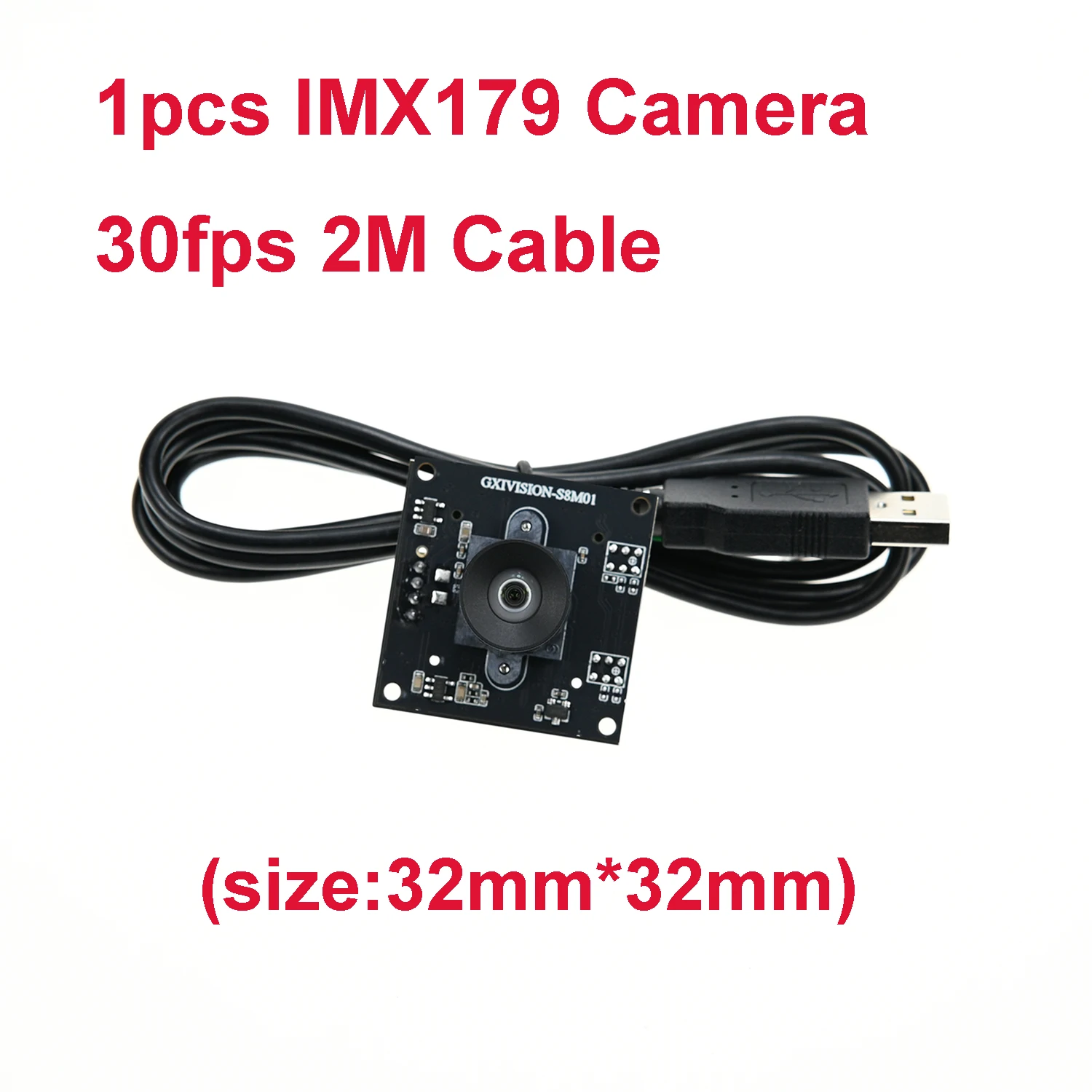 GXIVISION IMX179 Camera Module 2M Cable 30fps 3mm Lens Without Distortion,Compatible For Autodarts. io DIY Webcam,USB Drive Free