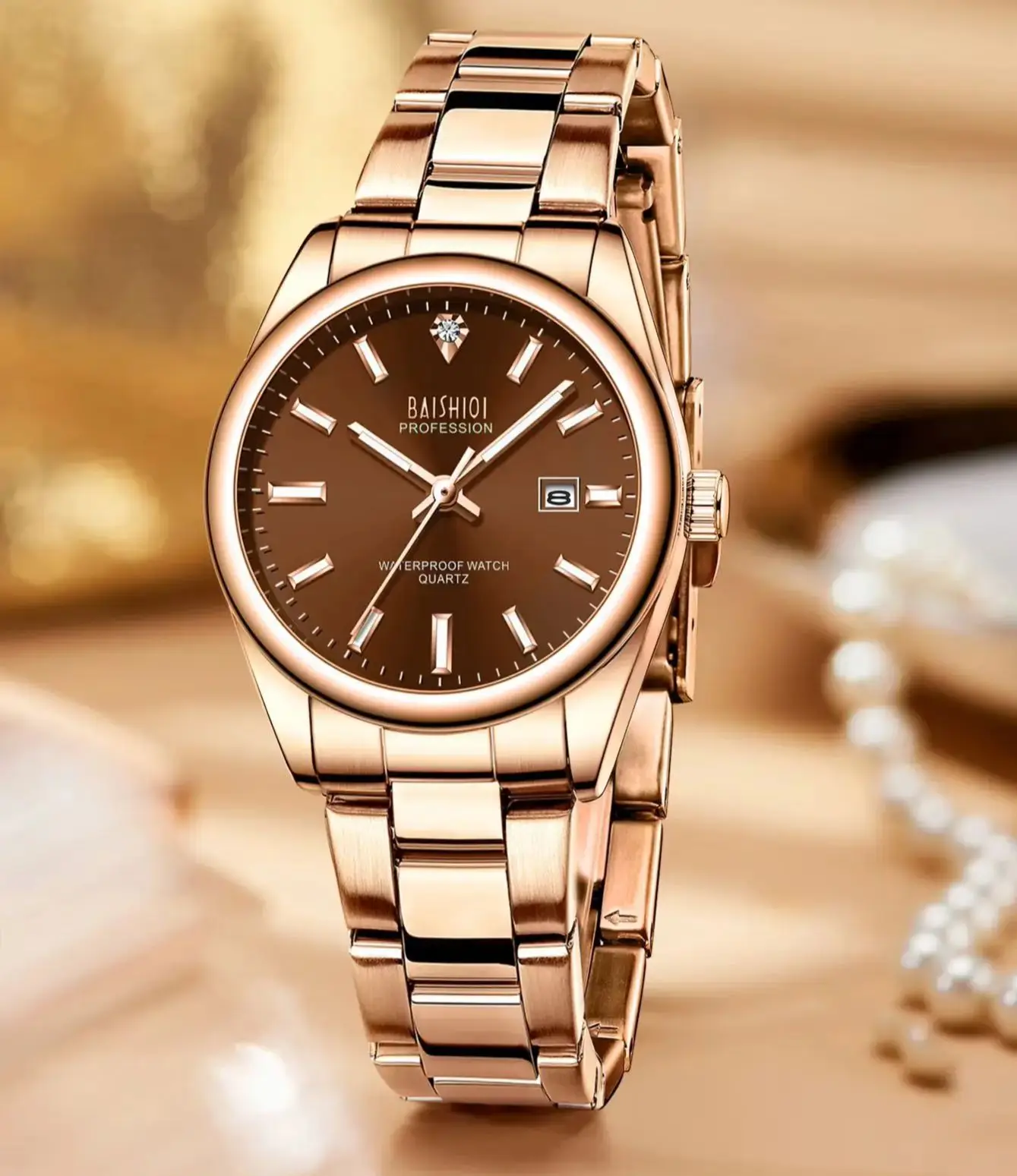

BAISHIOI Top Brand Luxury Women's Watch Waterproof Night Light Date Women's Watch Stainless Steel Strap Quartz Female Wristwatch