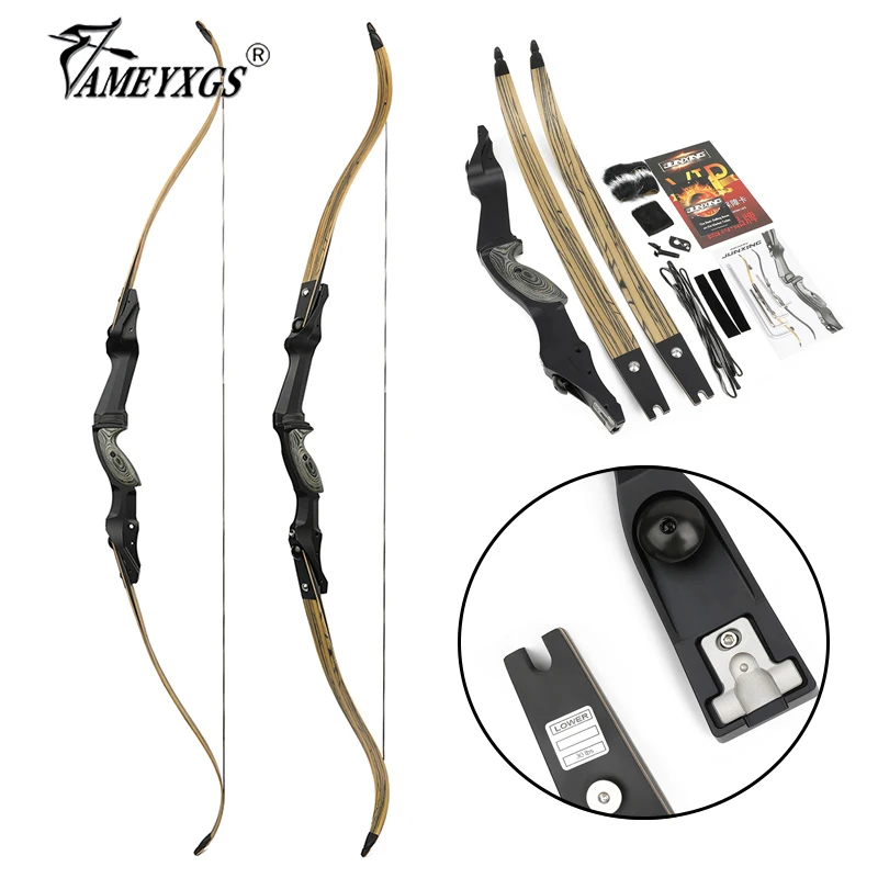 Archery ILF Recurve Bow 17/19/21 inch Bow Riser CNC Aluminum Alloy 30-60lbs Hunting Bow Right Hand Outdoor Shooting Target Sport