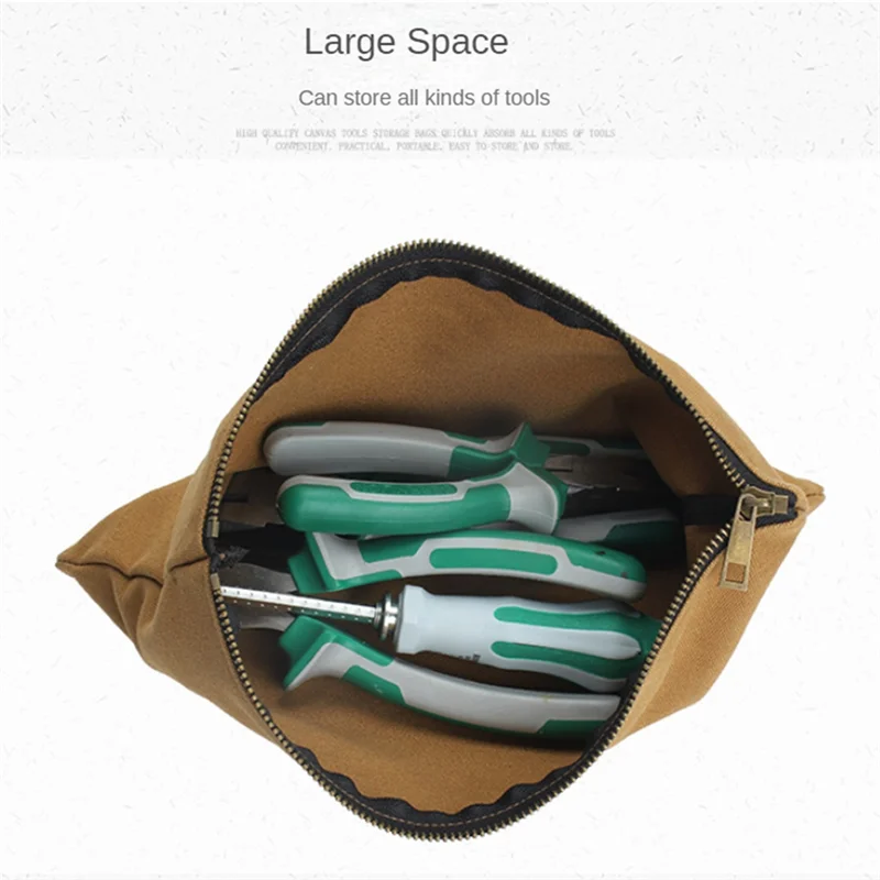 

【HOT】Canvas Tool Pouch Bags Zipper Small Multipurpose Organizer Pouch,With Buckle,For Storage Tools Items Portable Supplies Dura