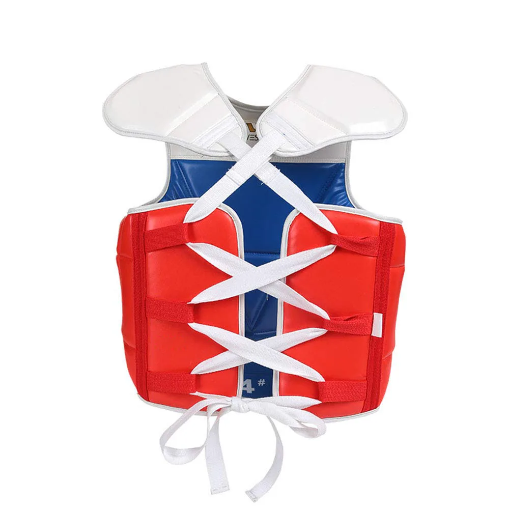 WTF Taekwondo Chest Protector Solid Reversible Chest Guard Body Protector Kids Leather Belt Karate Equipment Fot Adults Children