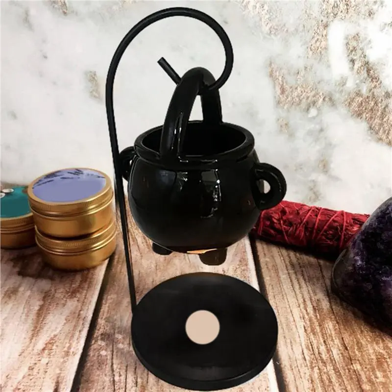 【Festival】2X Hanging Cauldron Wax Burner Witch Caldron Pot Candle Holder Essential Oil Incense Aroma Diffuser Candle Tealight