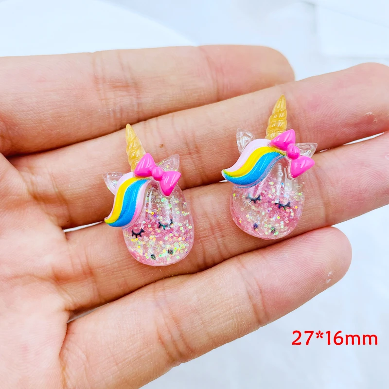 10 Pcs New Cute Resin Mini Cartoon Unicorn Flat Back Cabochon Scrapbook Kawaii DIY Embellishments Charm Decorate Accessories C54