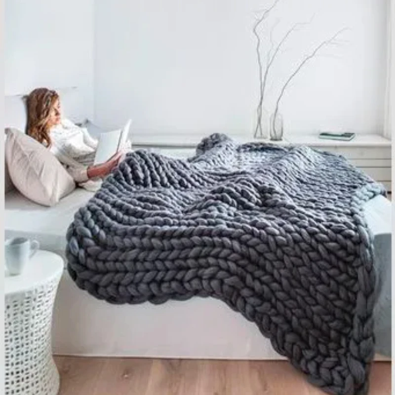 Custom custom ins: thick thread blanket, Icelandic woolen , hand-woven , Nordic , sofa carpet, photography