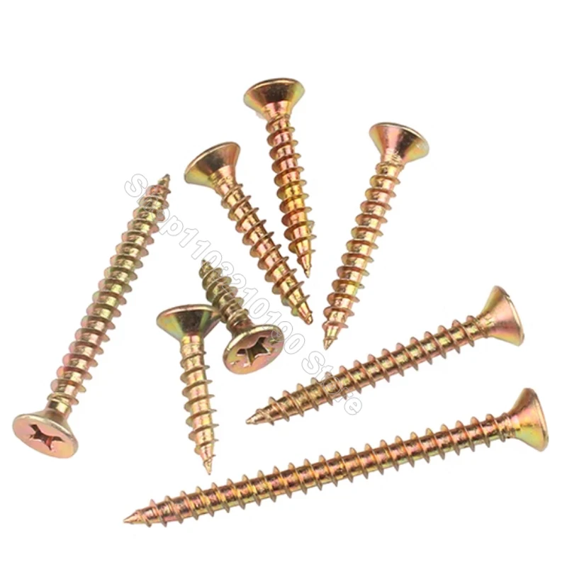 

M4 Cross Flat Head Wood Screws Color Zinc Construction Phillips Countersunk Self Tapping Drywall Screws For Fiberboard L=16-70mm