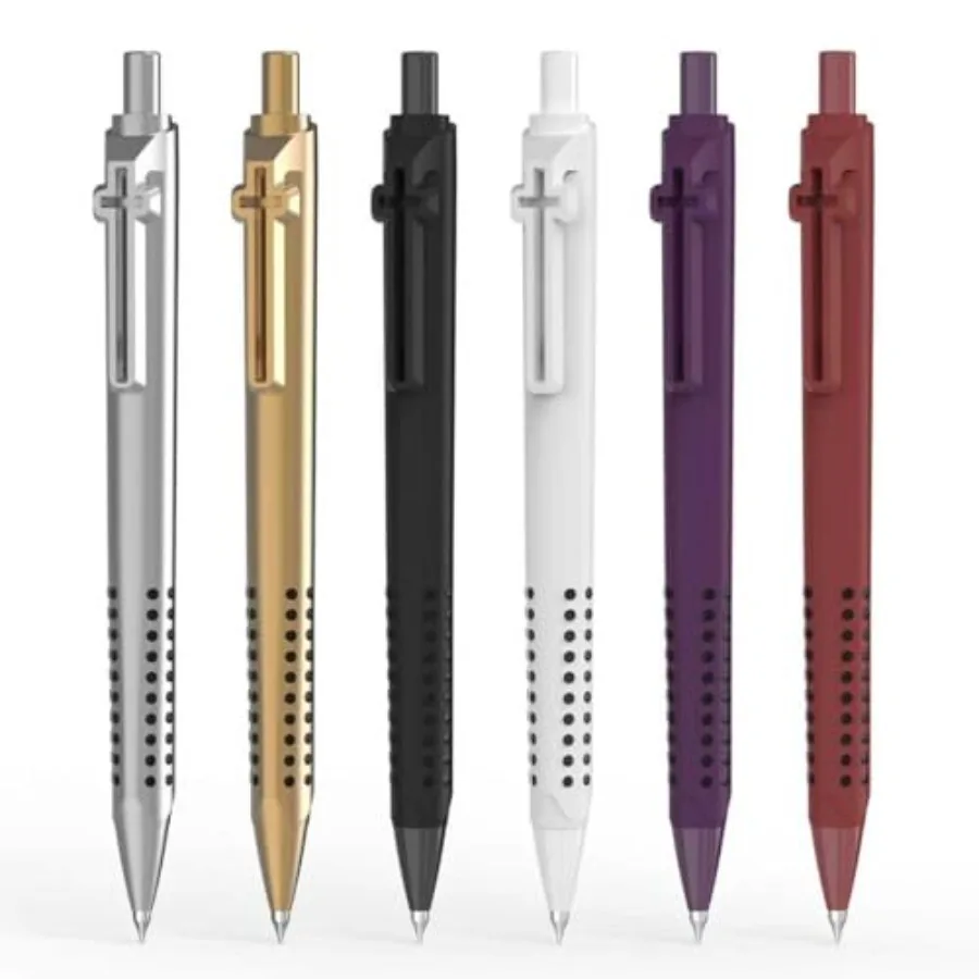

6 Pack Bible Journaling Gel Pens, 0.7mm Black Ink Retractable with Cross Clip, Smooth Writing, Christian Gifts for Men Women, R