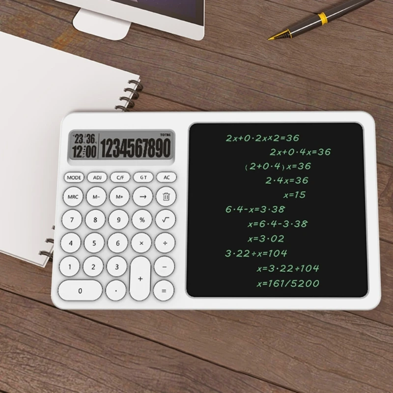 Portable LCD Writing Board with Integrated Calculator for Math Calculation, Note taking, and Memo Writing