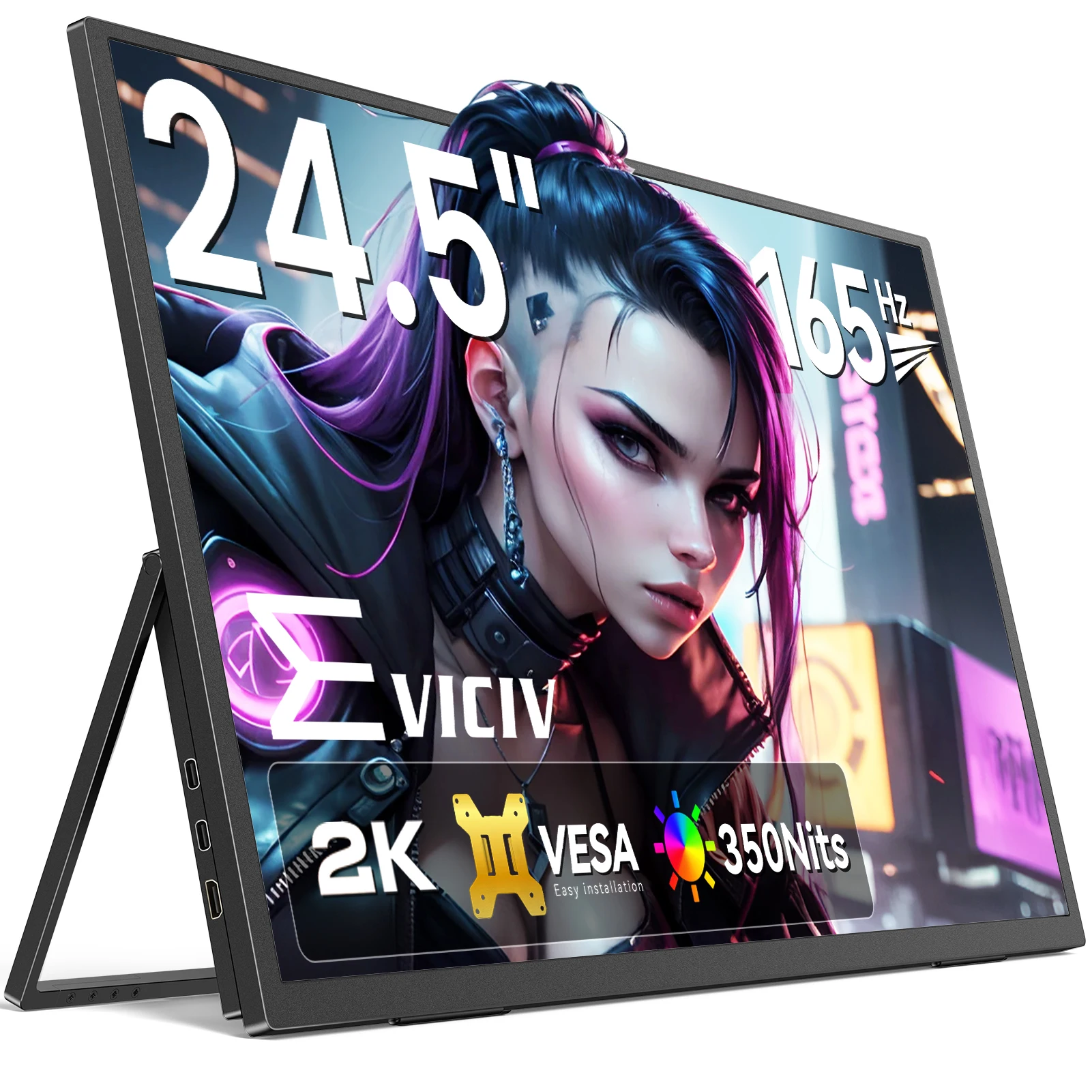 

Портативный игровой монитор EVICIV 2K 165 Гц 1 мс 24,5-дюймовый 2560x1440 QHD 100% sRGB компьютерный монитор с регулируемой подставкой 180° Type-C HDMI внешний второй экран для ноутбука телефона PS4 PS5 Switch Xbox PC
