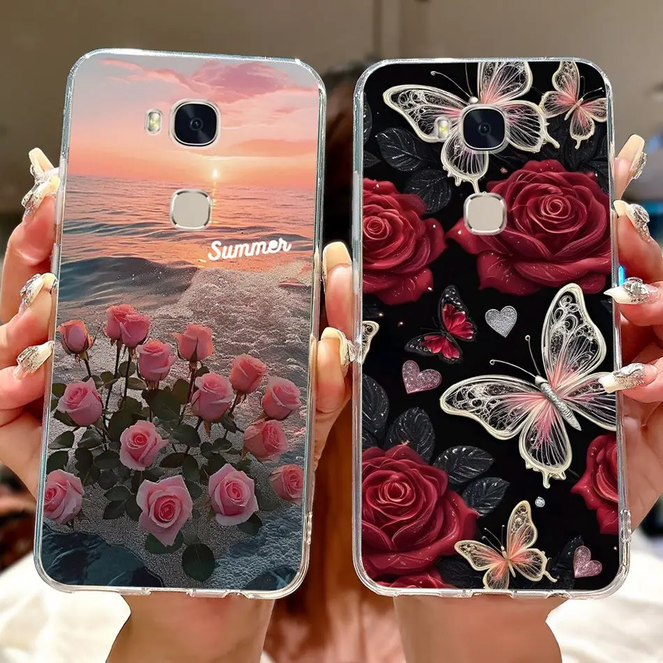 Para Huawei Honor 5X GR5 2015 2016 KII-L21 L22 elegante funda de teléfono de mariposa Floral para Honor5X KIW-L22 fundas de silicona suave TPU