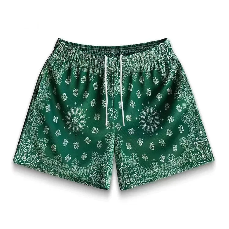 Paisley Shorts Summer Pant Beach Sports Basketball Hot Training Print Flower Hip Hop Loose Fit Freestyle