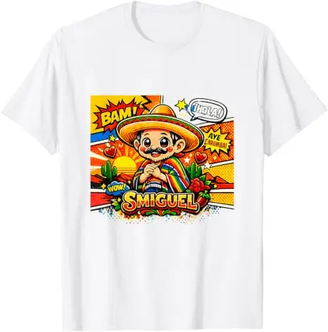 Smiguel Mexikanisches Sombrero T-Shirt Y2k Humor Lebendige Kunst Lustiges Mexikanisches Kultur-Mashup T-Shirt Niedliche Festival-Partykleidung Neuartiges Geschenk – Detail 20