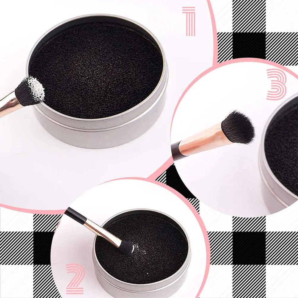 5 Sets Makeup Brush Cleaning Boxes with Activated Carbon Sponge – Portable Eyeshadow Brush Cleaner & Makeup Supplies